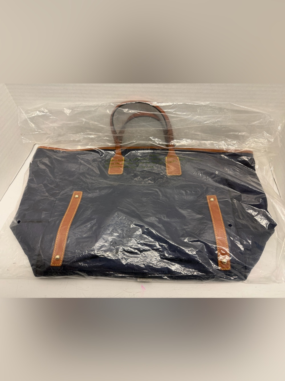 Dooney & Bourke Navy Tote with Brown Trim - Picture 3 of 3